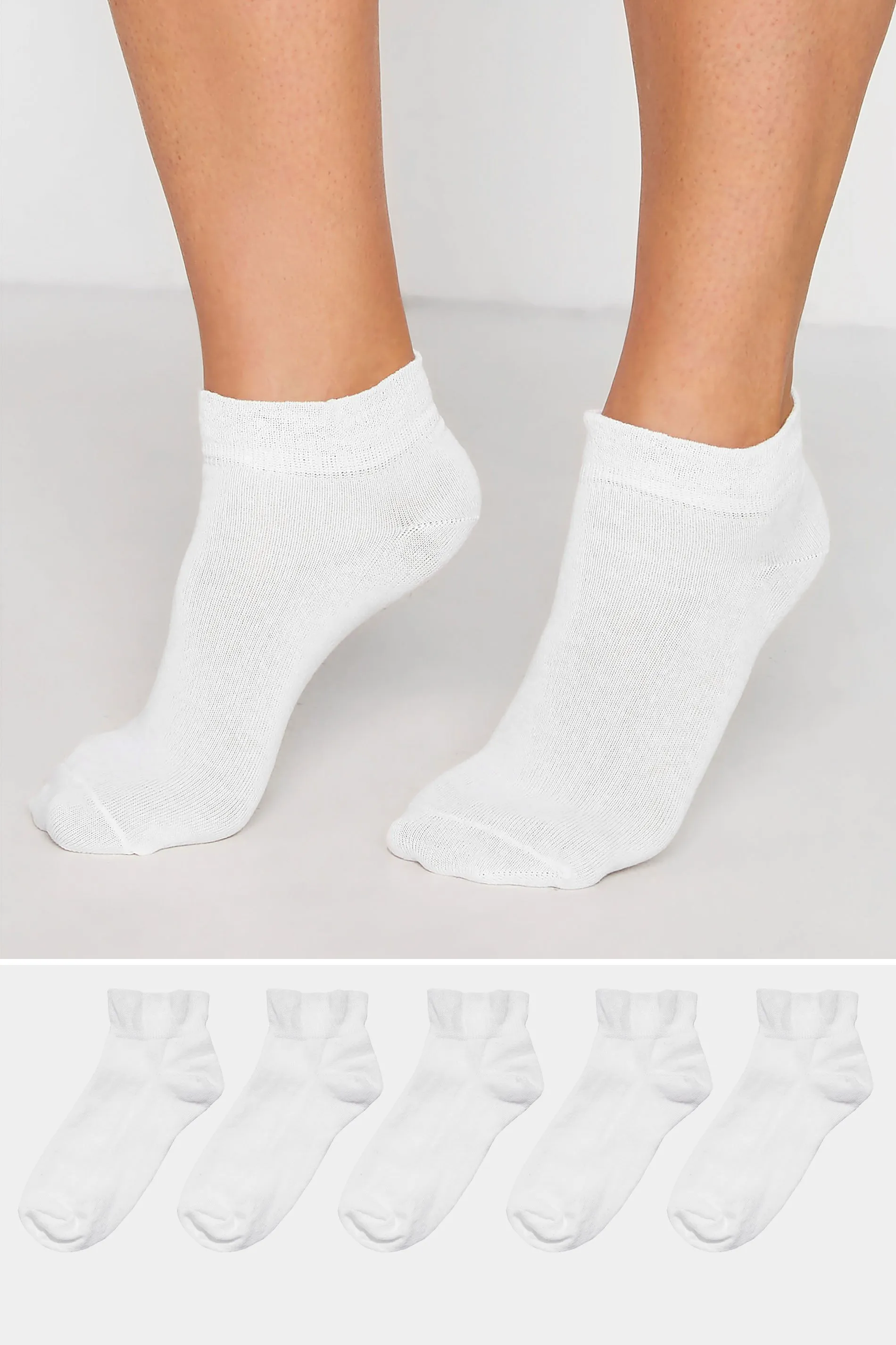 5 PACK White Trainer Socks