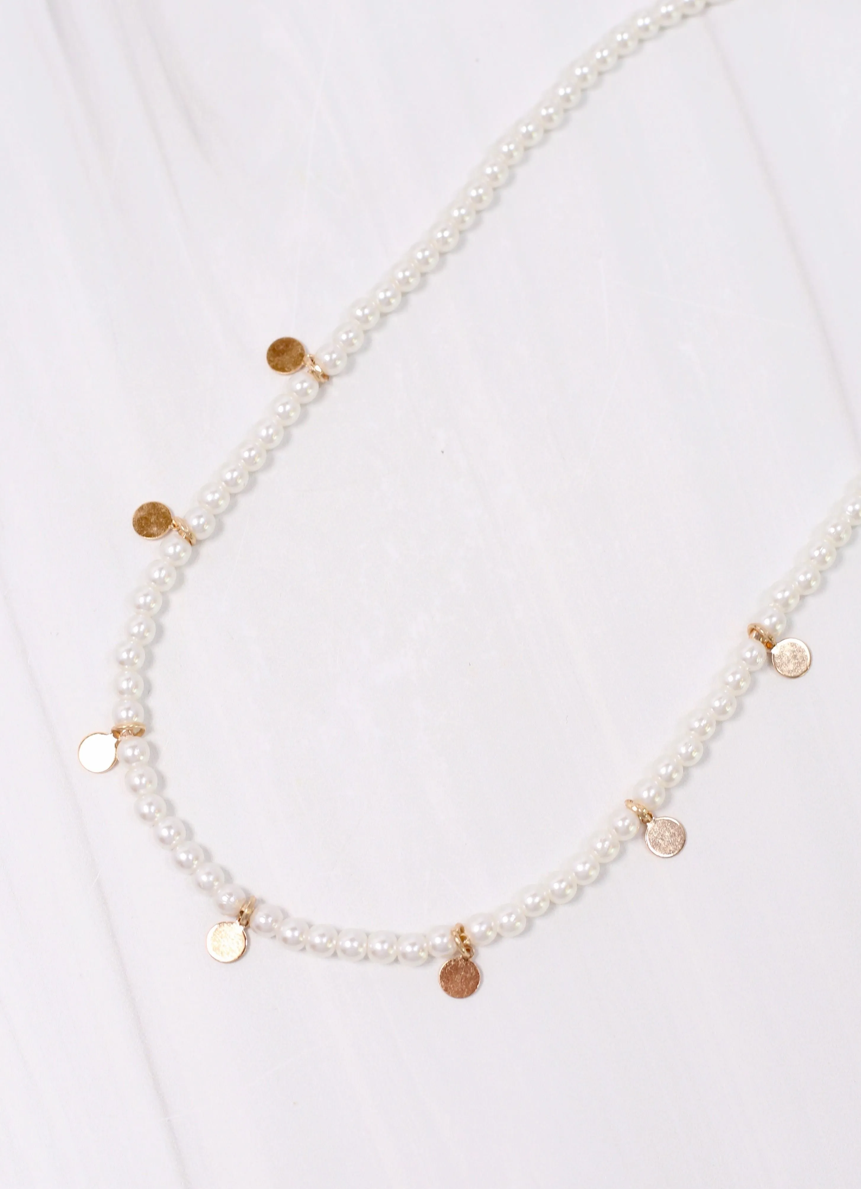 Alberton Pearl Necklace with Discs CREAM