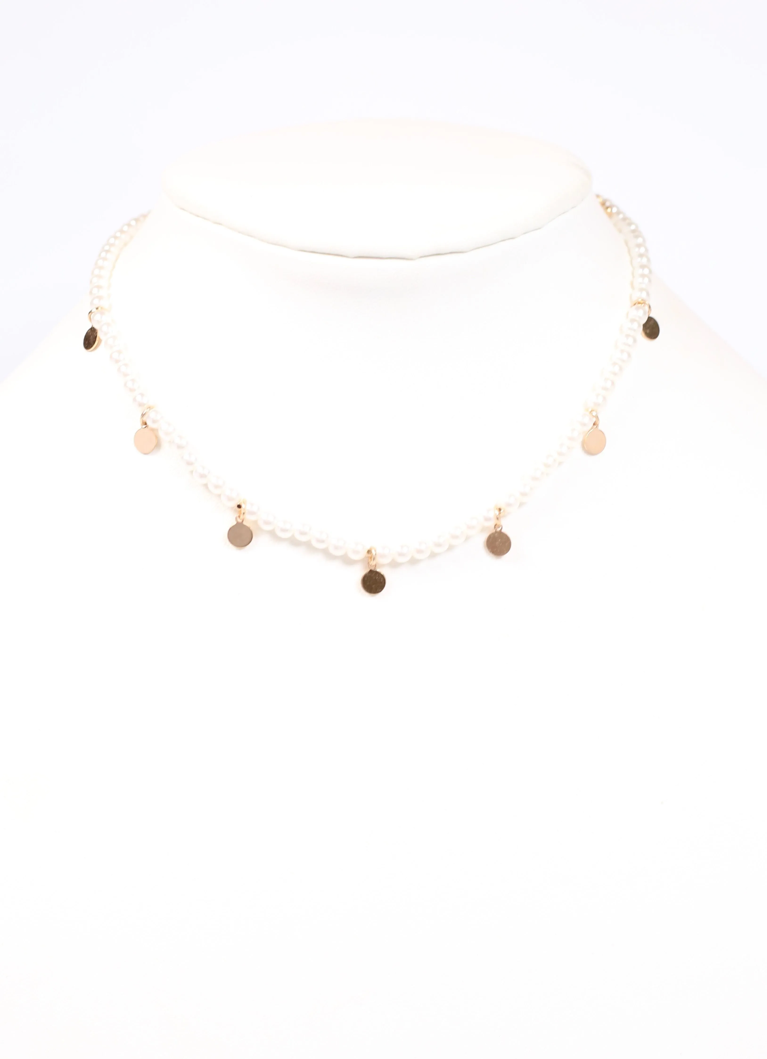 Alberton Pearl Necklace with Discs CREAM