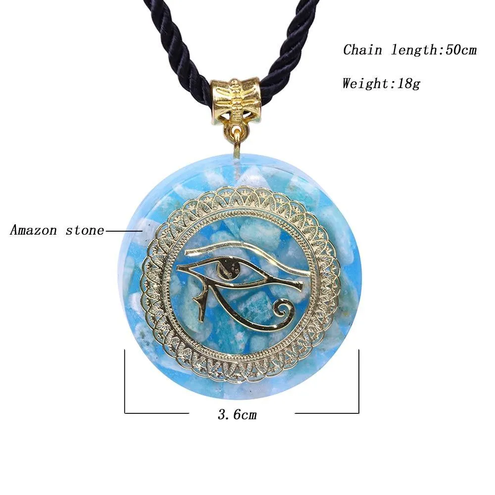 Amazon Stone Horus Eye Amulet Necklace