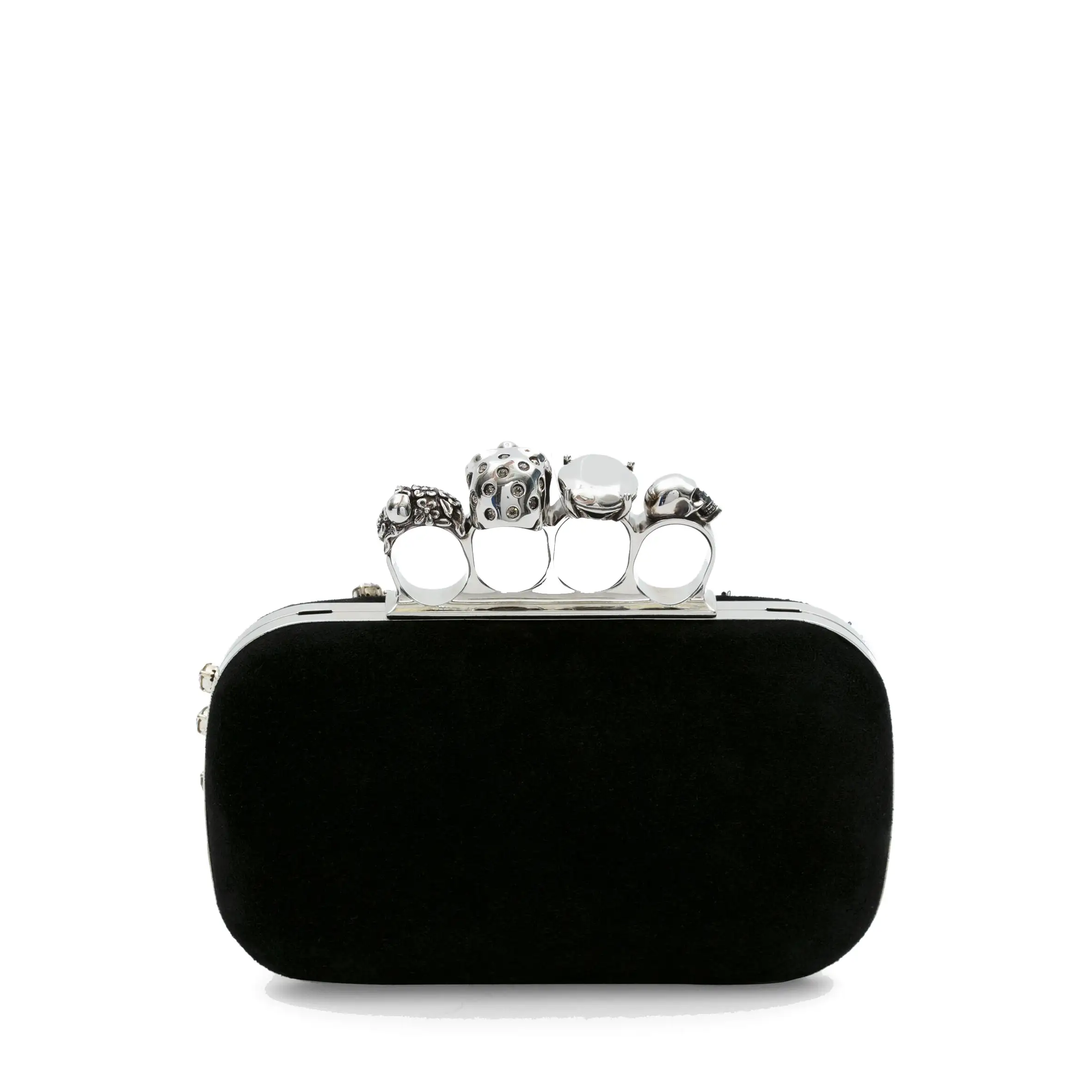 Astral Box Skull Clutch with Strap, Black