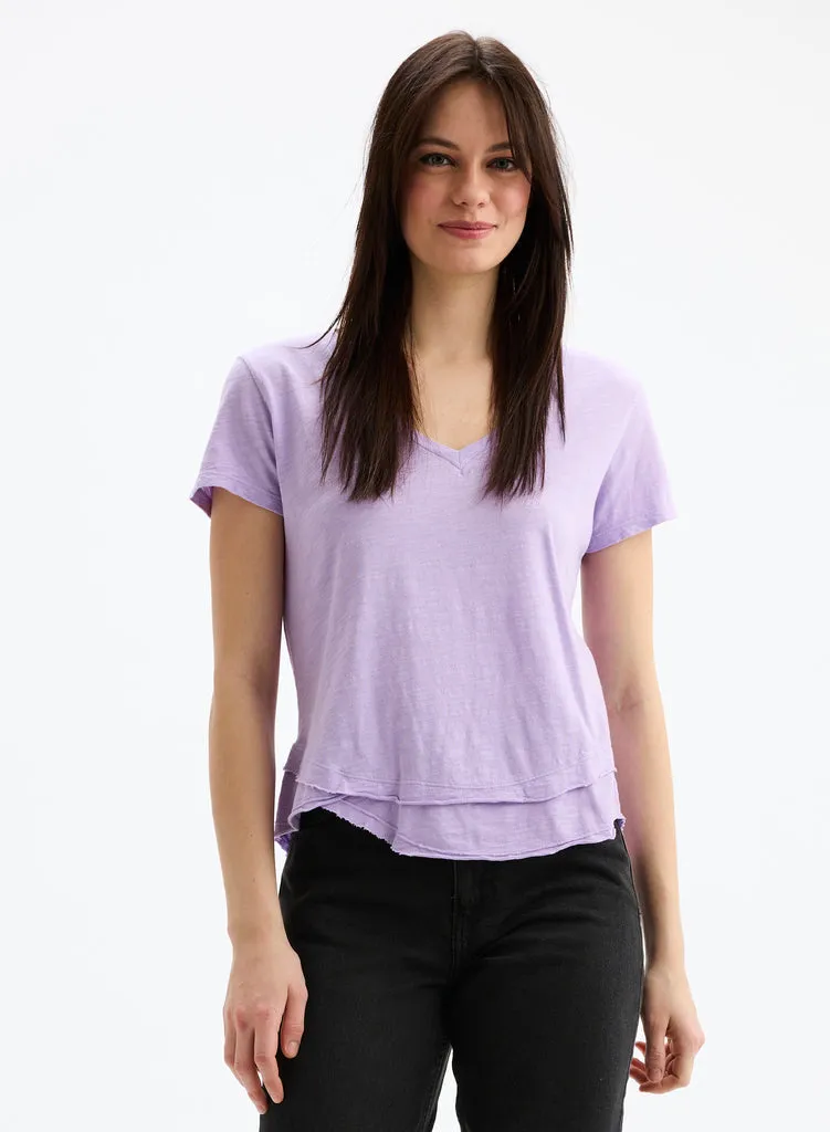 AVA V-NECK MOCK LAYER TEE