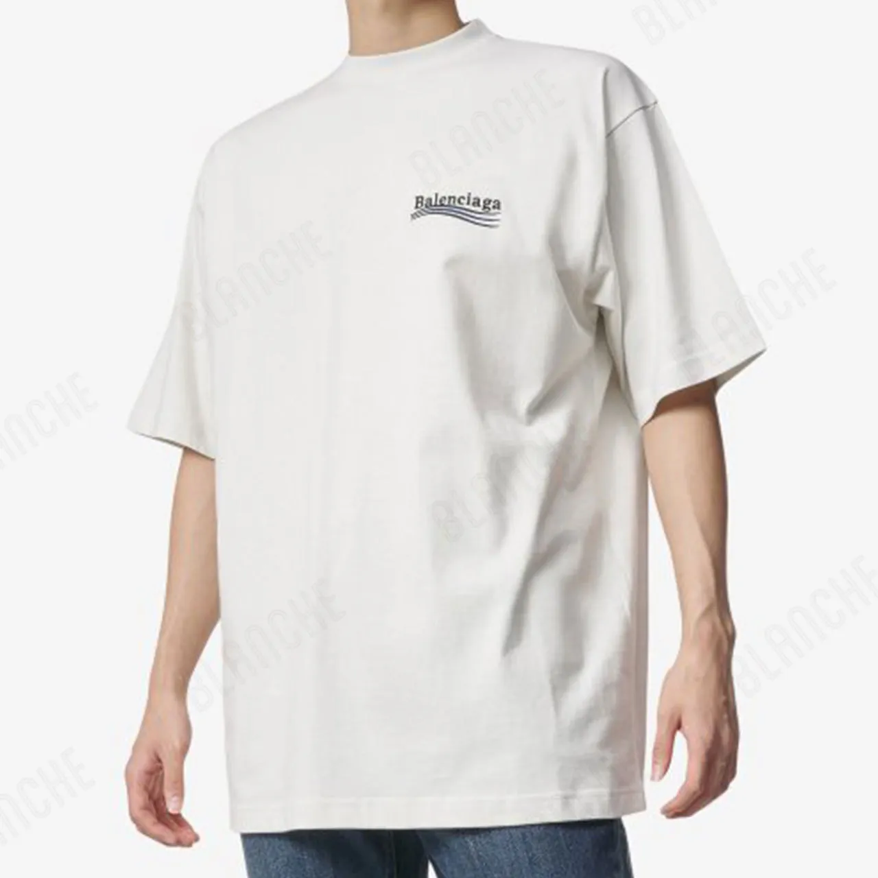 BALENCIAGA  |Men's political campaign large fit t-shirt  in grey