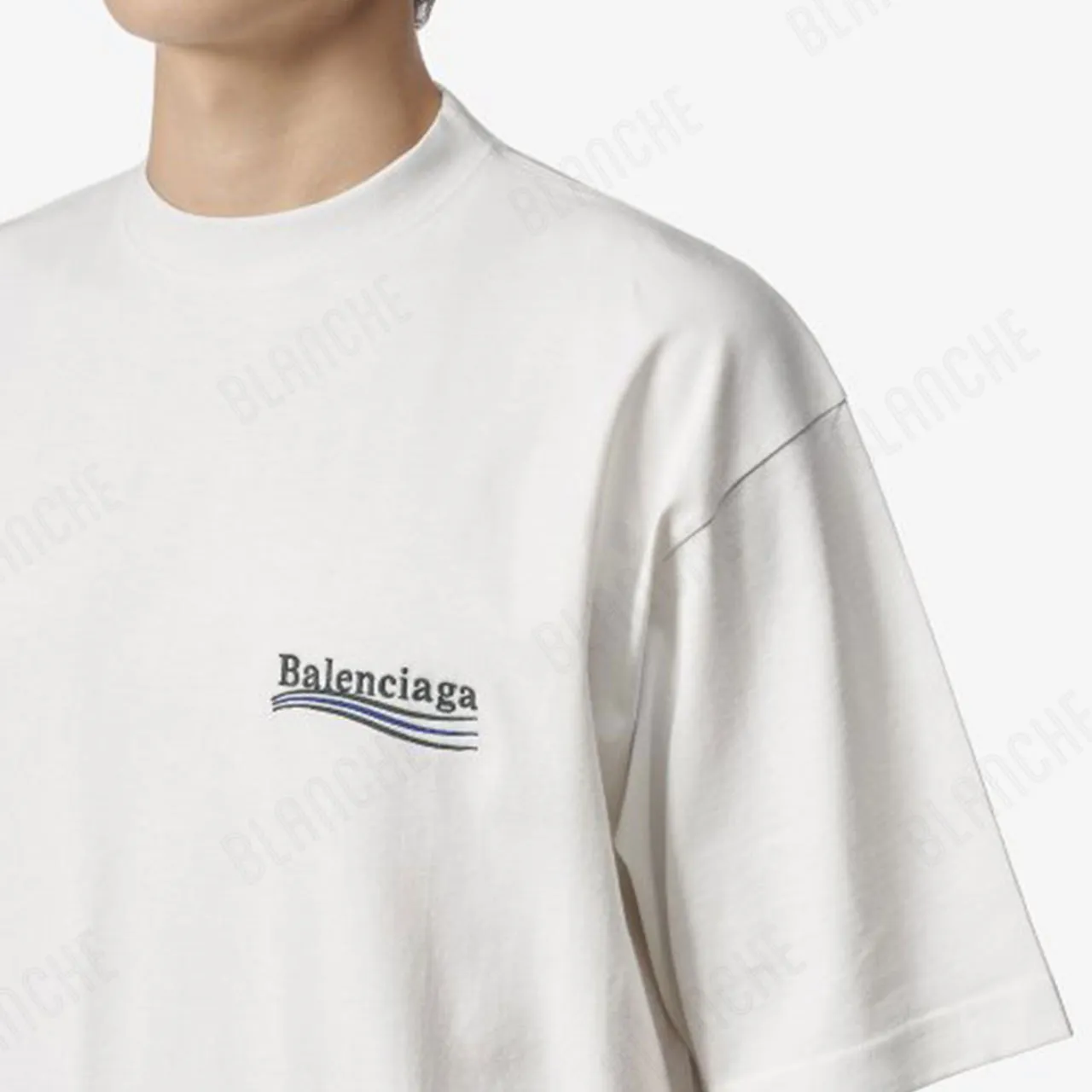 BALENCIAGA  |Men's political campaign large fit t-shirt  in grey