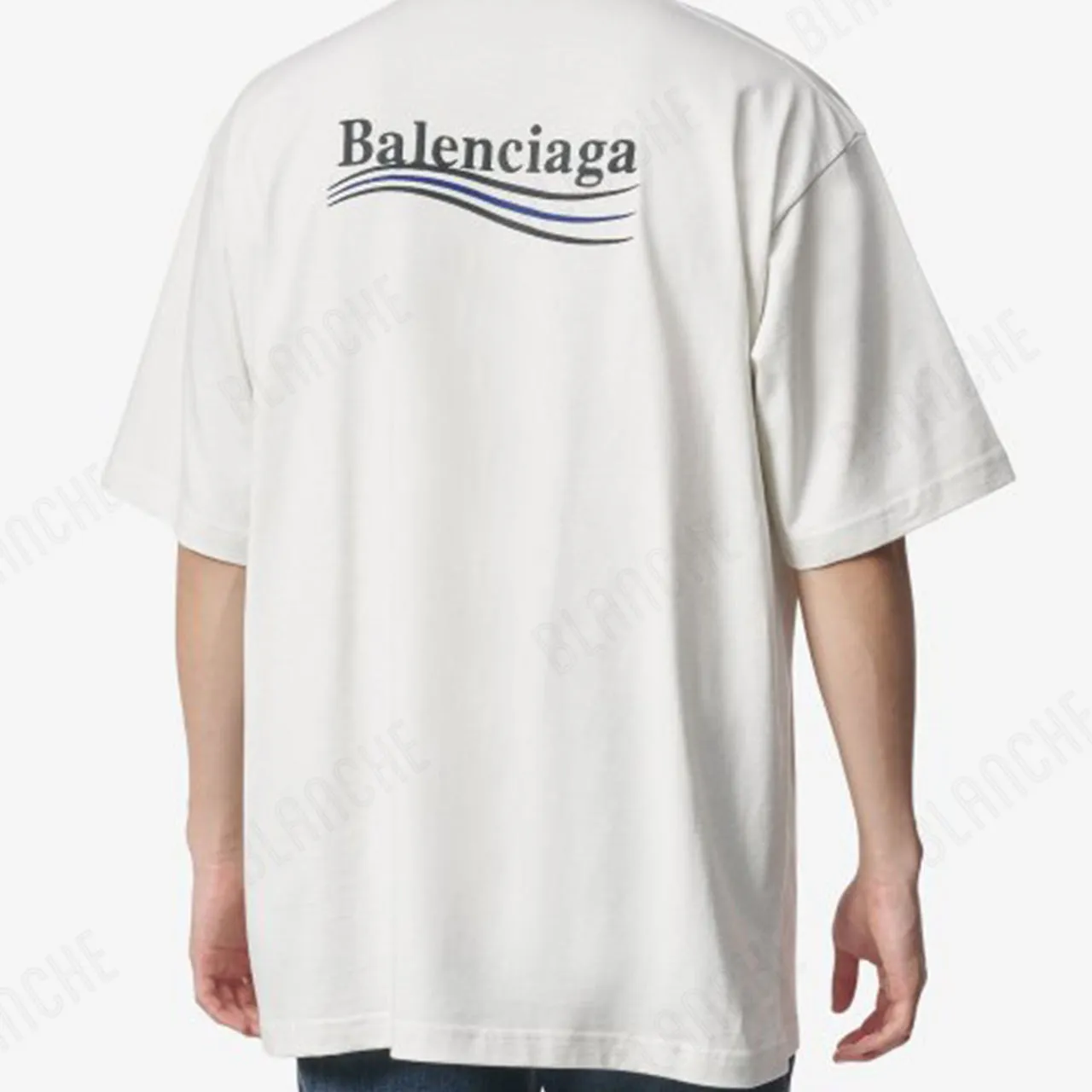 BALENCIAGA  |Men's political campaign large fit t-shirt  in grey