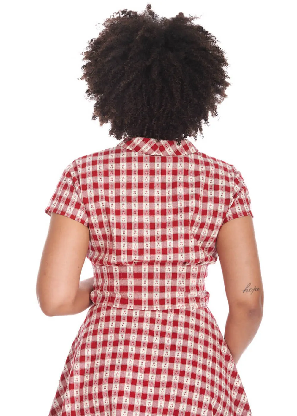 Banned Cherry Check 40's Blouse Red