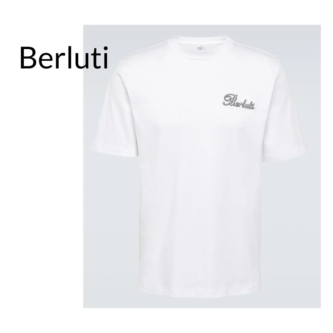 Berluti  |Plain Cotton Short Sleeves Logo Luxury T-Shirts