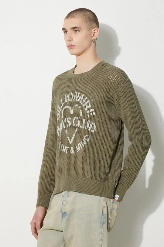 Billionaire Boys Club cotton jumper Heart & Mind Stencil Logo Jumper green color B24224