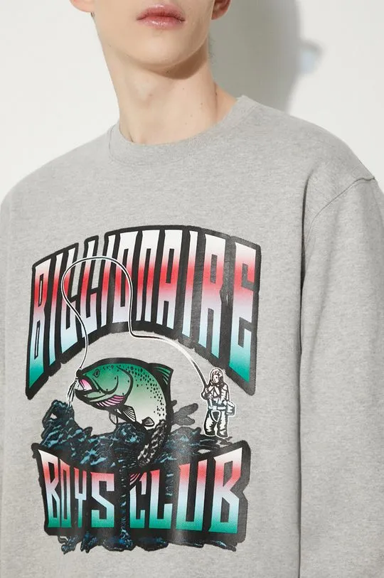 Billionaire Boys Club cotton sweatshirt Big Catch Crewneck men's gray color with a print B24230