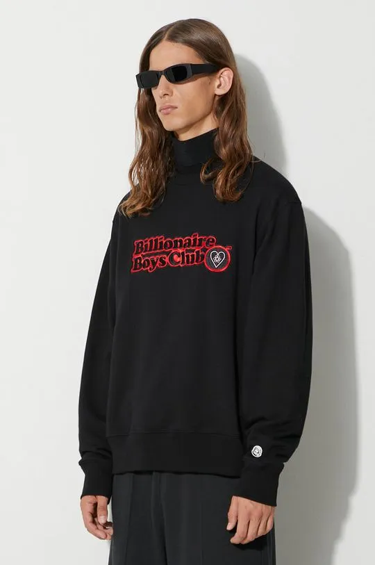 Billionaire Boys Club cotton sweatshirt OUTDOORSMAN CREWNECK men's black color B23338