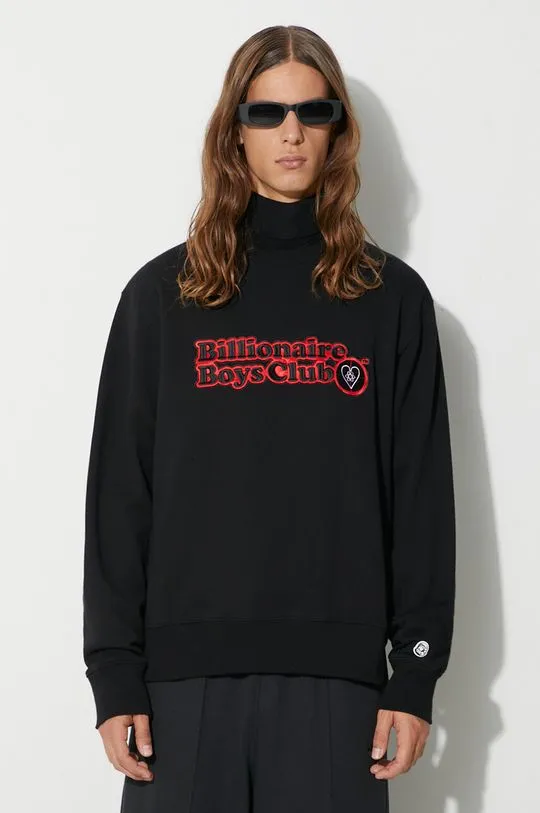 Billionaire Boys Club cotton sweatshirt OUTDOORSMAN CREWNECK men's black color B23338