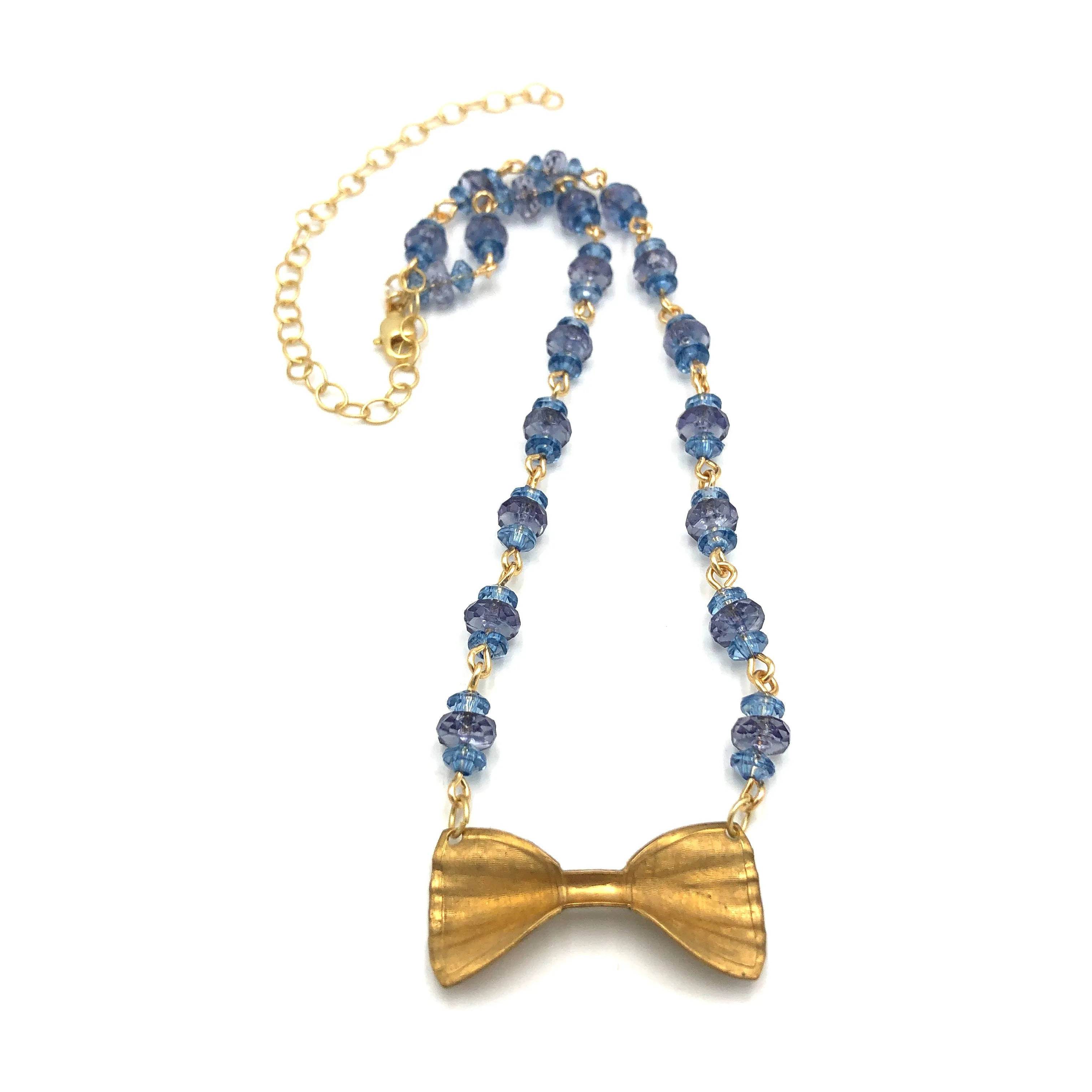 Blue Bow Tie Necklace