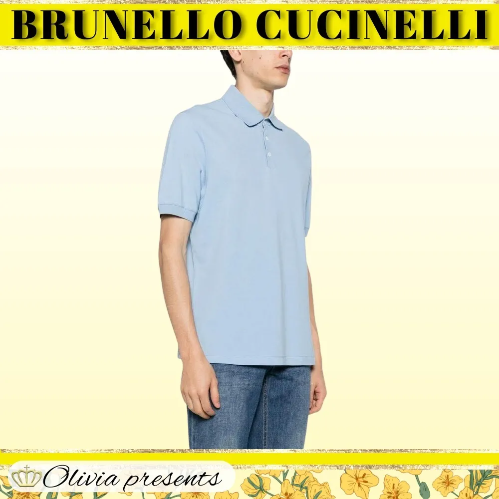 BRUNELLO CUCINELLI  |Plain Cotton Short Sleeves Polos