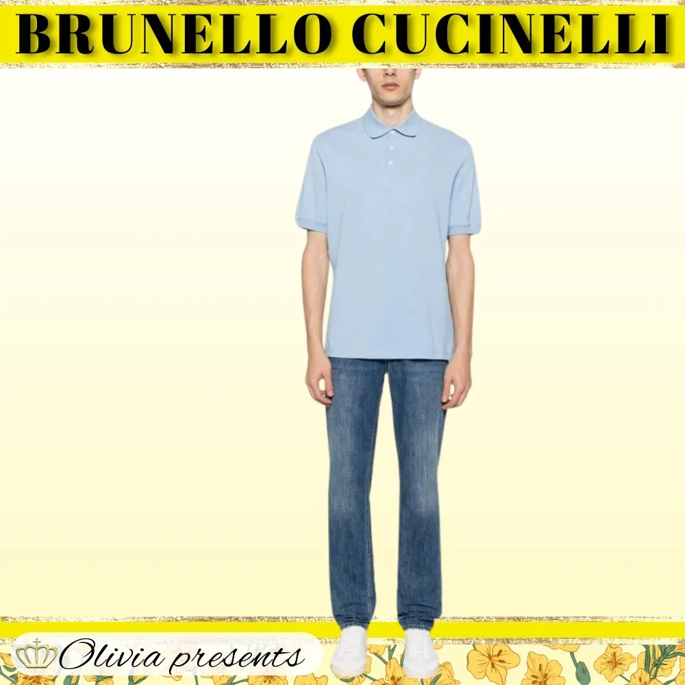 BRUNELLO CUCINELLI  |Plain Cotton Short Sleeves Polos