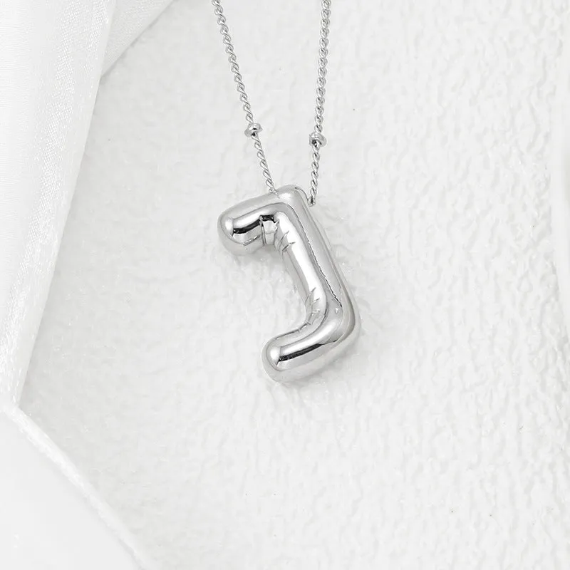 Bubble Letter Pendant Necklace A-L