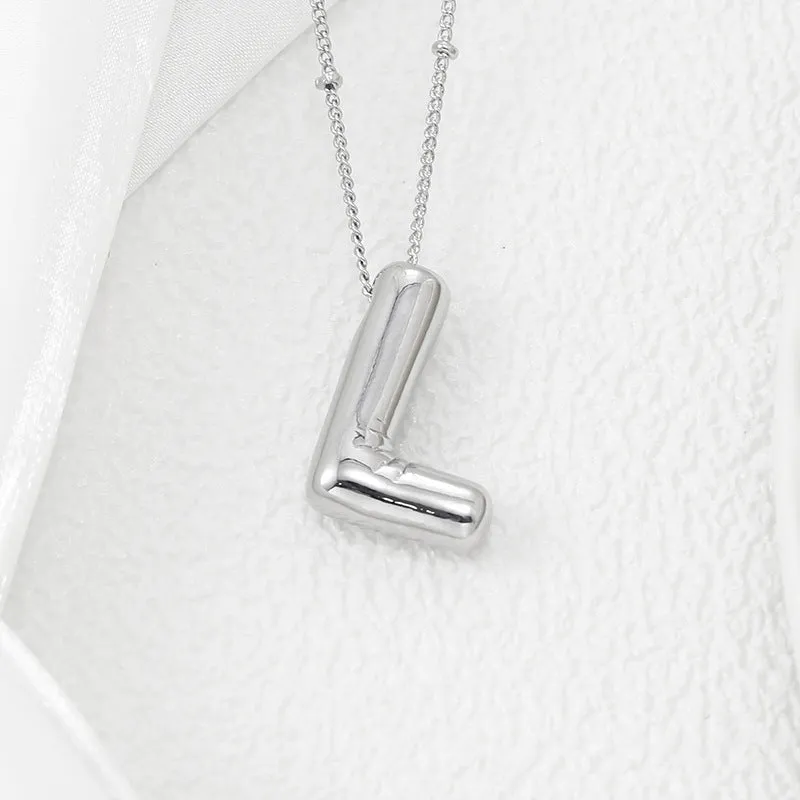 Bubble Letter Pendant Necklace A-L