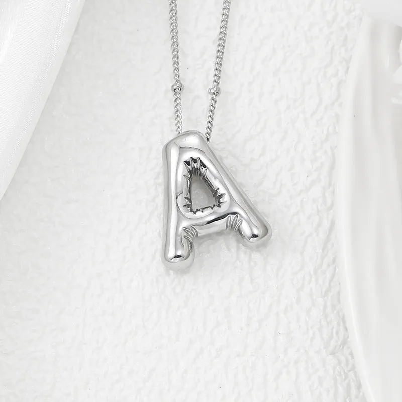 Bubble Letter Pendant Necklace A-L