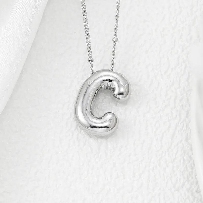 Bubble Letter Pendant Necklace A-L