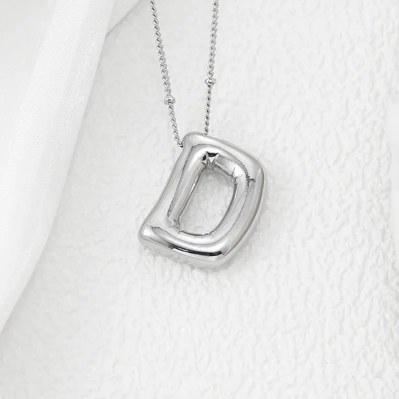 Bubble Letter Pendant Necklace A-L