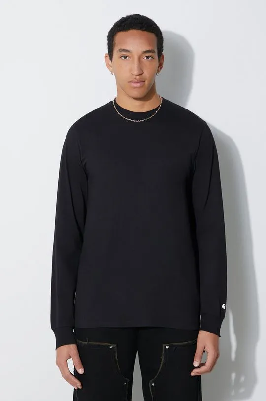 Carhartt WIP cotton longsleeve top black color