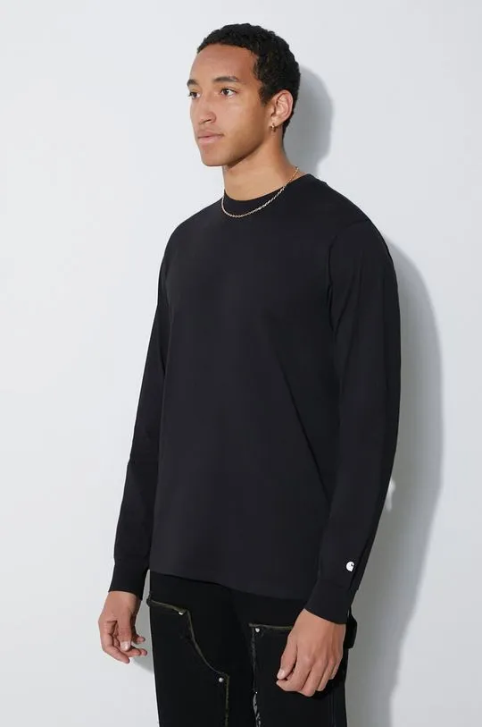 Carhartt WIP cotton longsleeve top black color