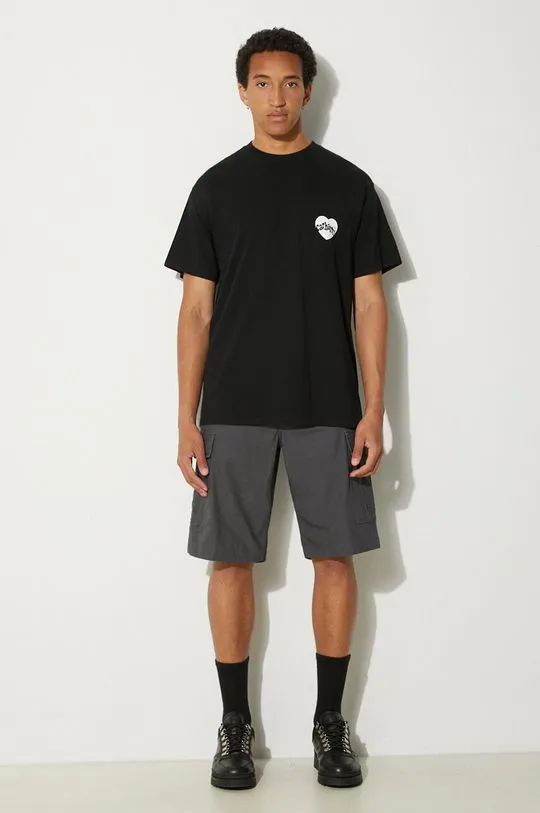 Carhartt WIP cotton t-shirt Amour Pocket men’s black color with a print I033675.0D2XX