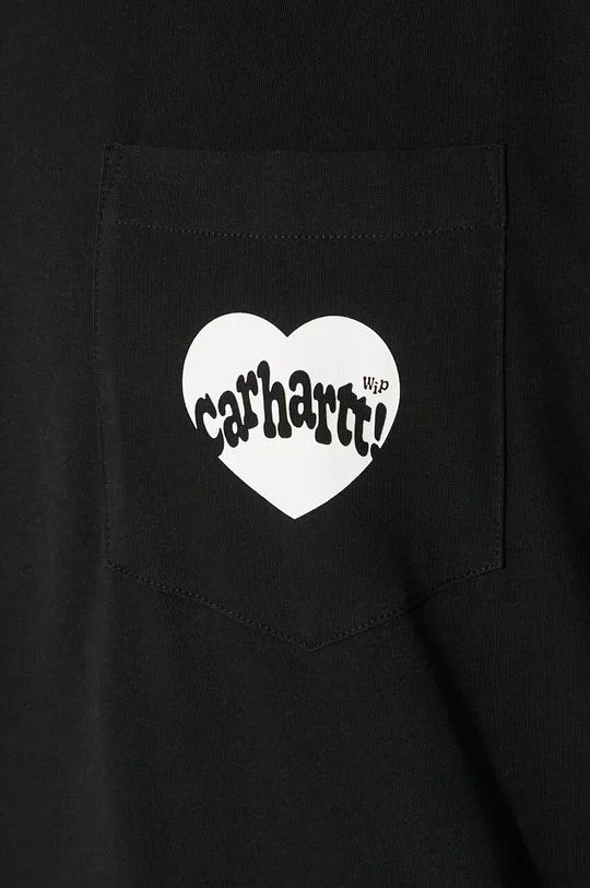 Carhartt WIP cotton t-shirt Amour Pocket men’s black color with a print I033675.0D2XX