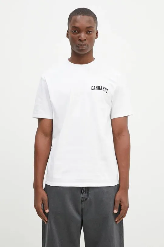 Carhartt WIP cotton t-shirt S/S University Script men’s white color with a print I034852.00AXX