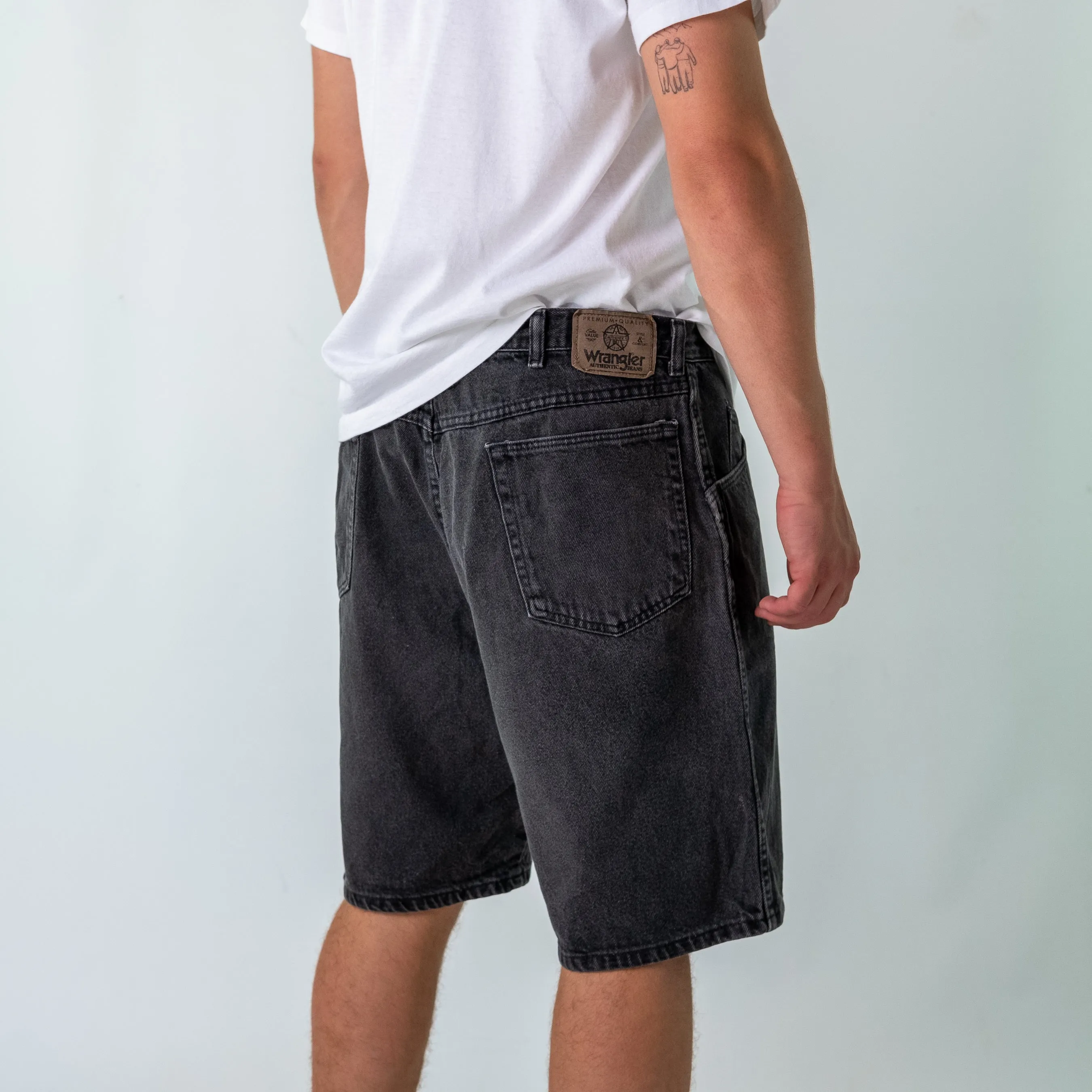 Charcoal Grey 90s Wrangler Denim Jorts Shorts (36)