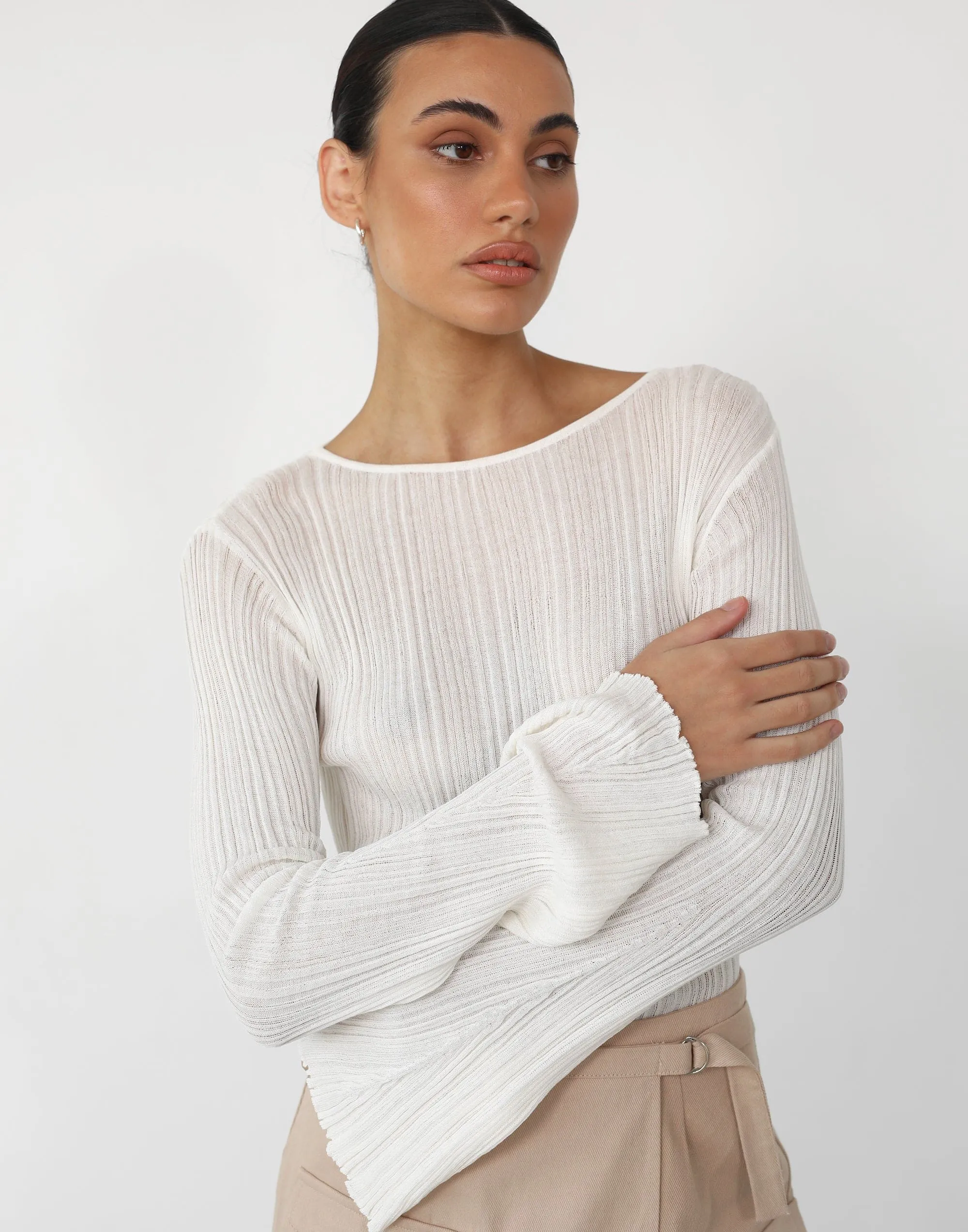 Corinna Long Sleeve Top (White)