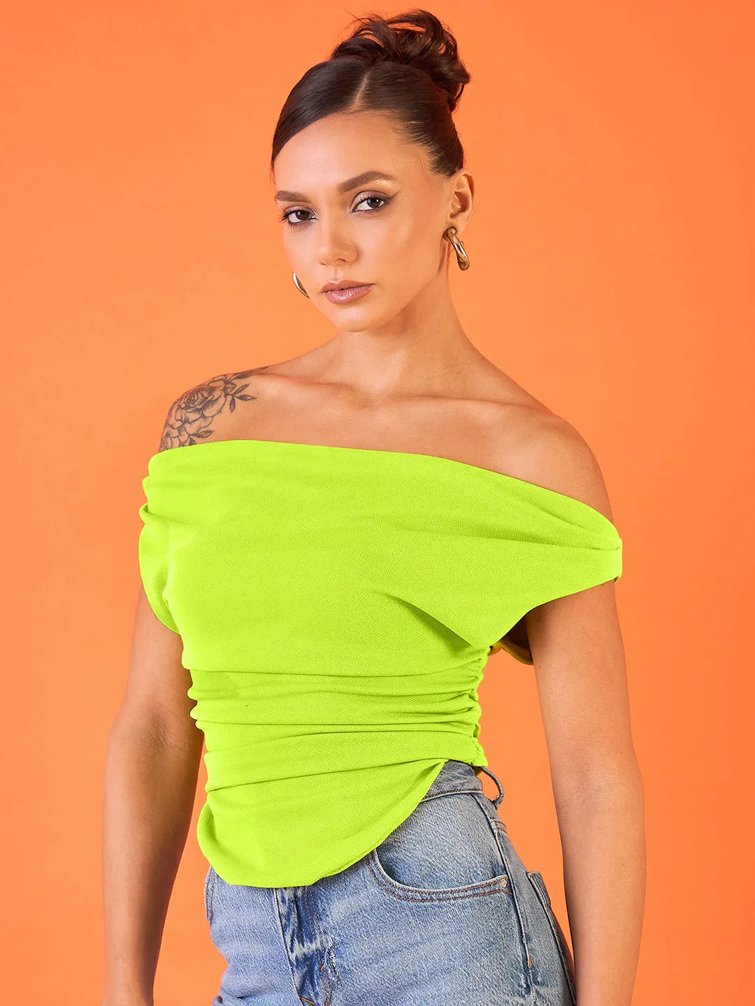 Cotton Stretchable Draped Crop Top