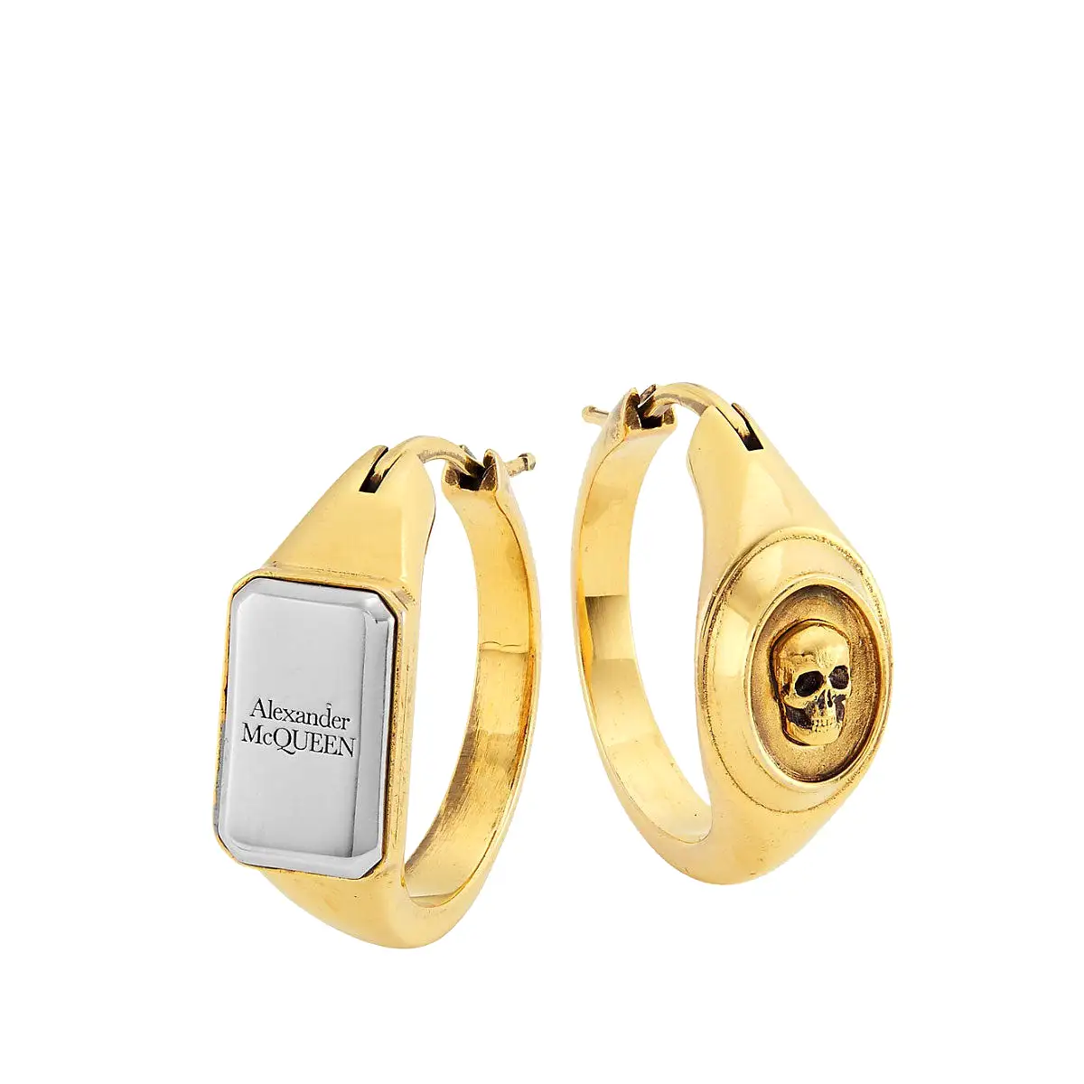 Double Signet Hoops, Gold