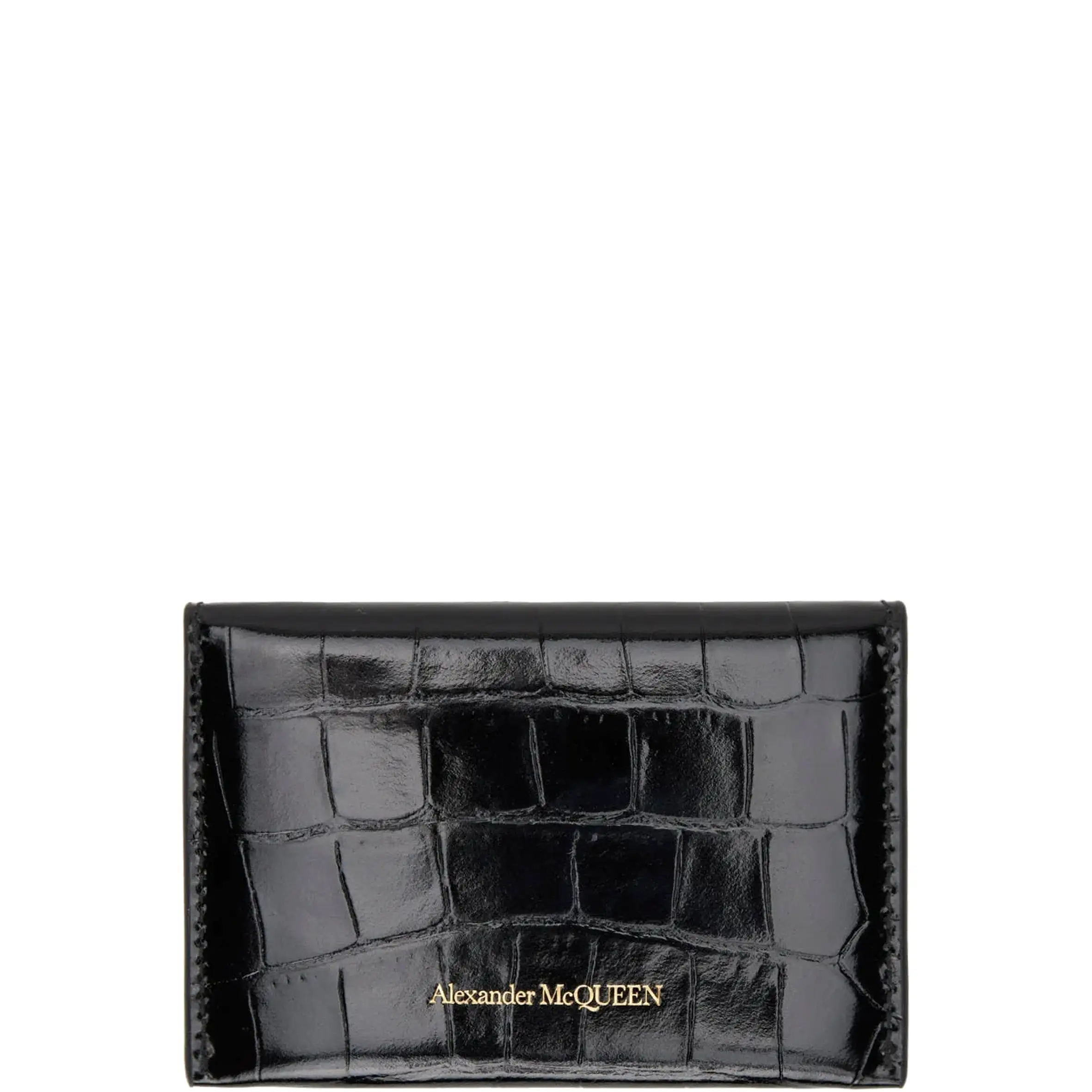 Envelope Card Holder Croc, Black/Gold