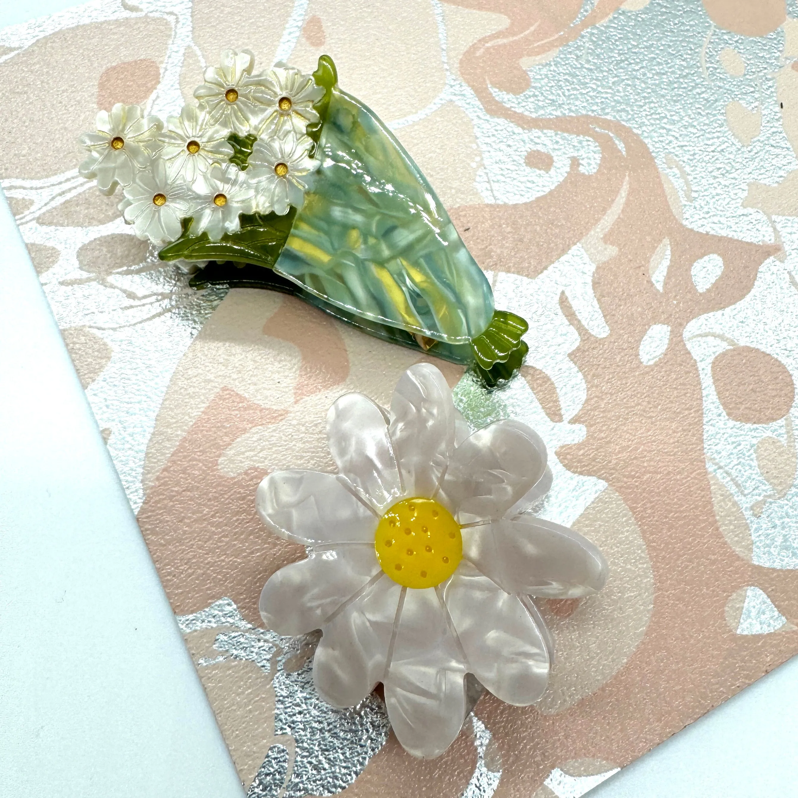 Floral Resin Hair Claw Clips