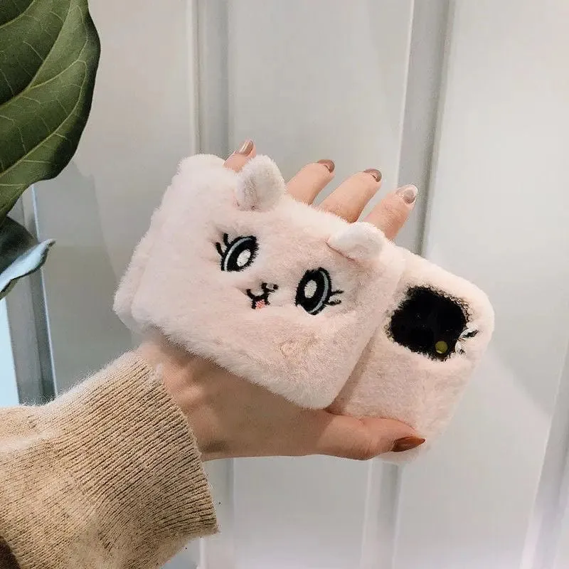 Furry Wrist Cat Embroidery Iphone Phone Case MK15211