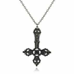 Goth Inverted Punk Cross Satanic Pendant Chain Necklace