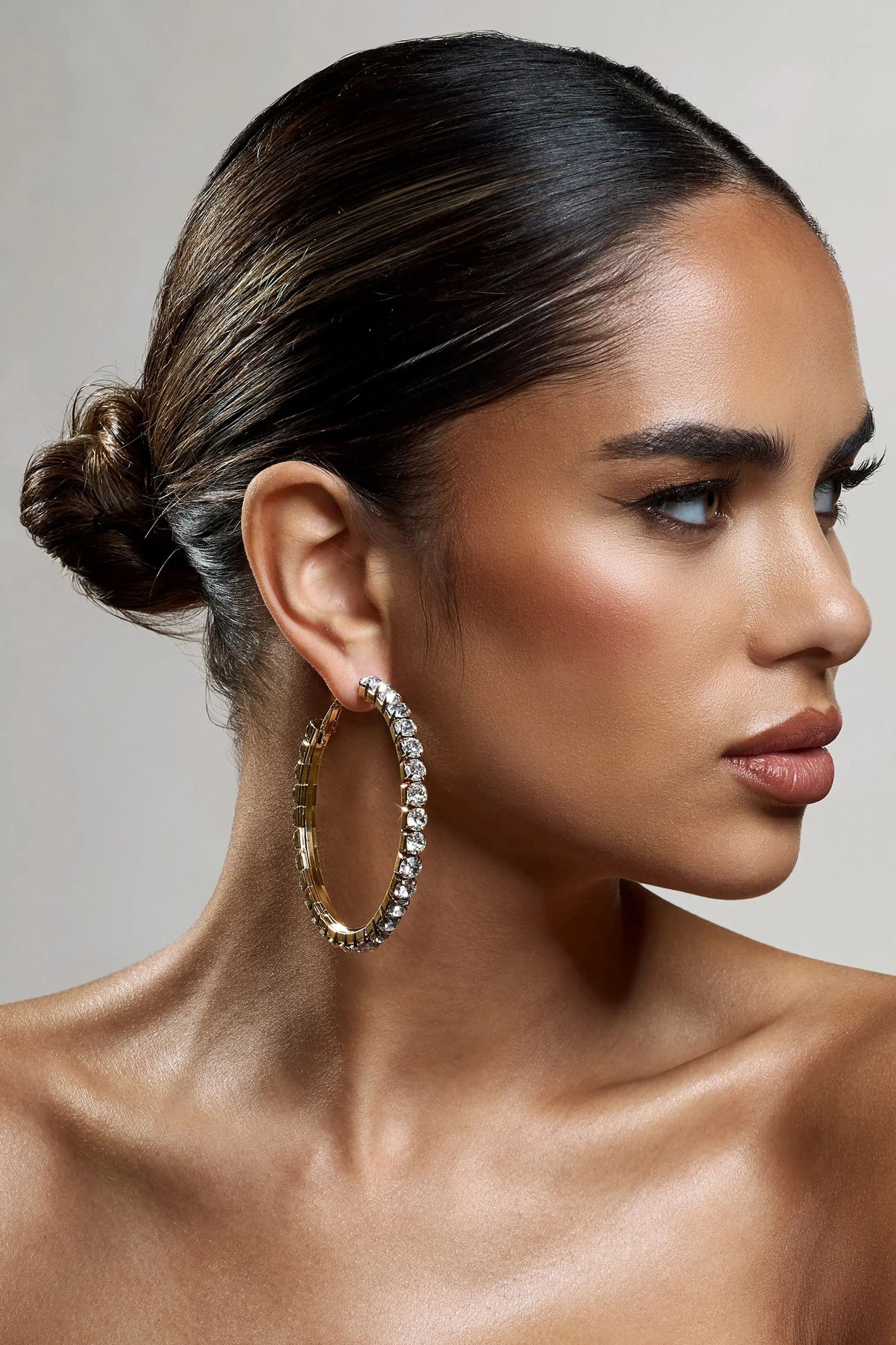 Grace | Gold Chunky Diamante Hoop