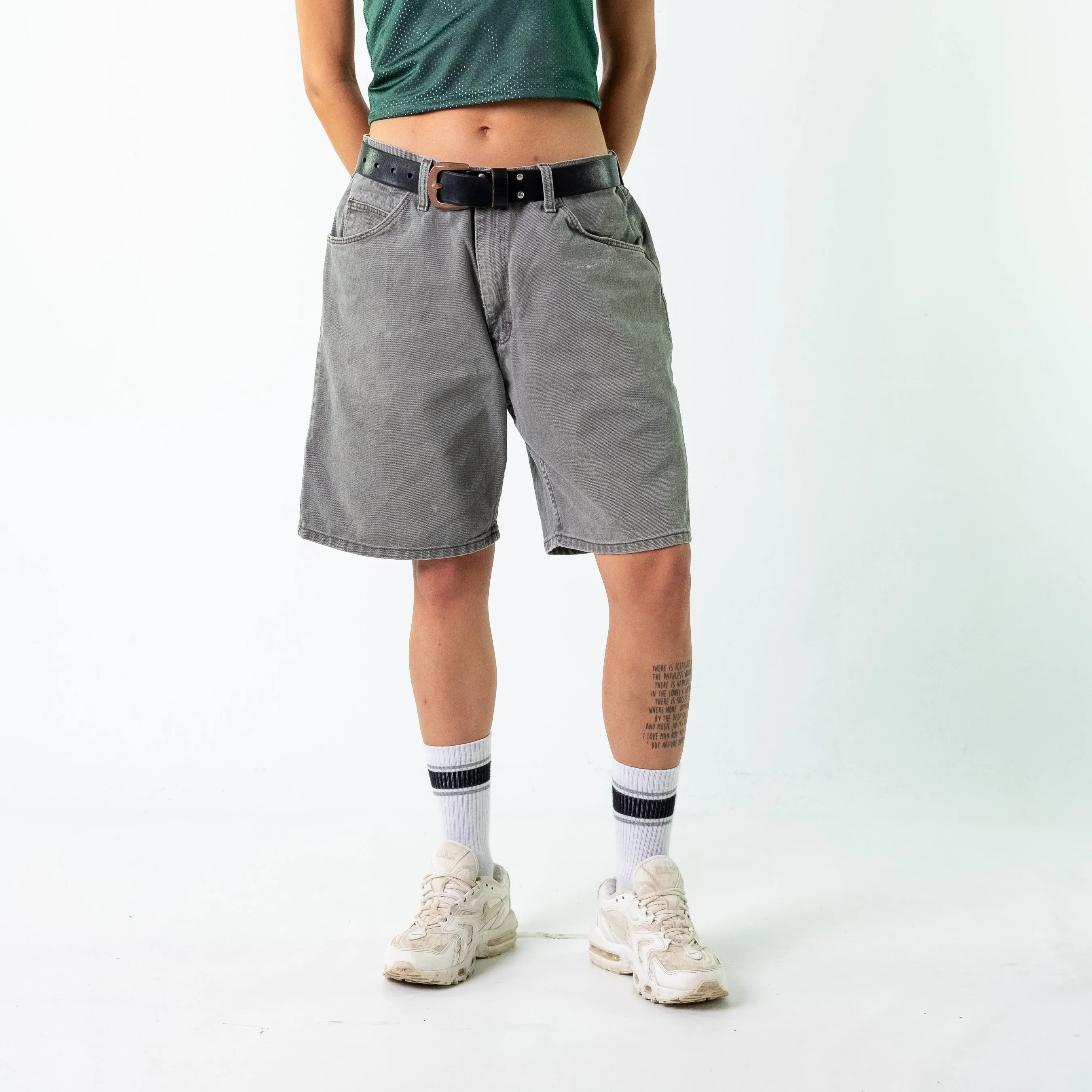 Grey 90s Wrangler Denim Jorts Shorts (34)