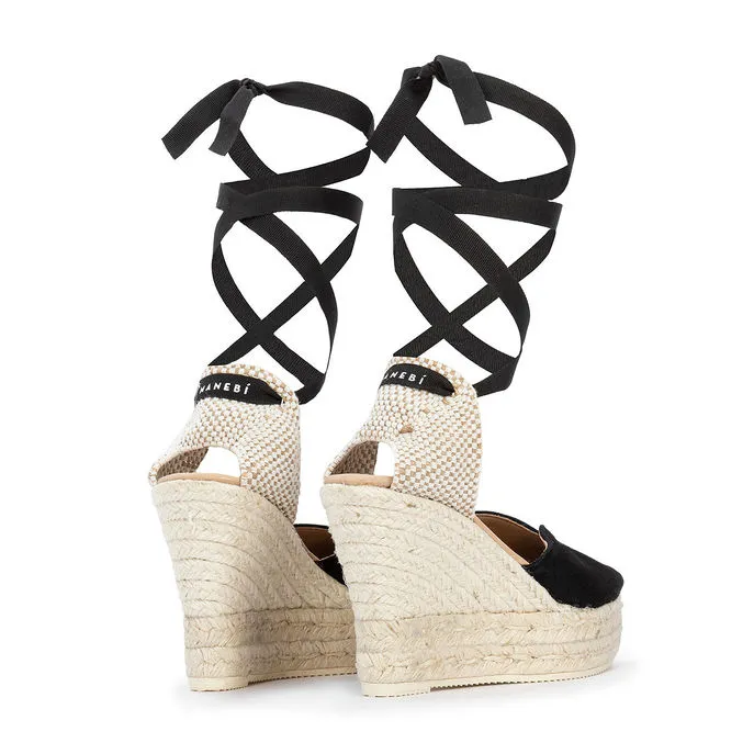 HAMPTONS SANDALS WEDGED WITH LACES Woman Black