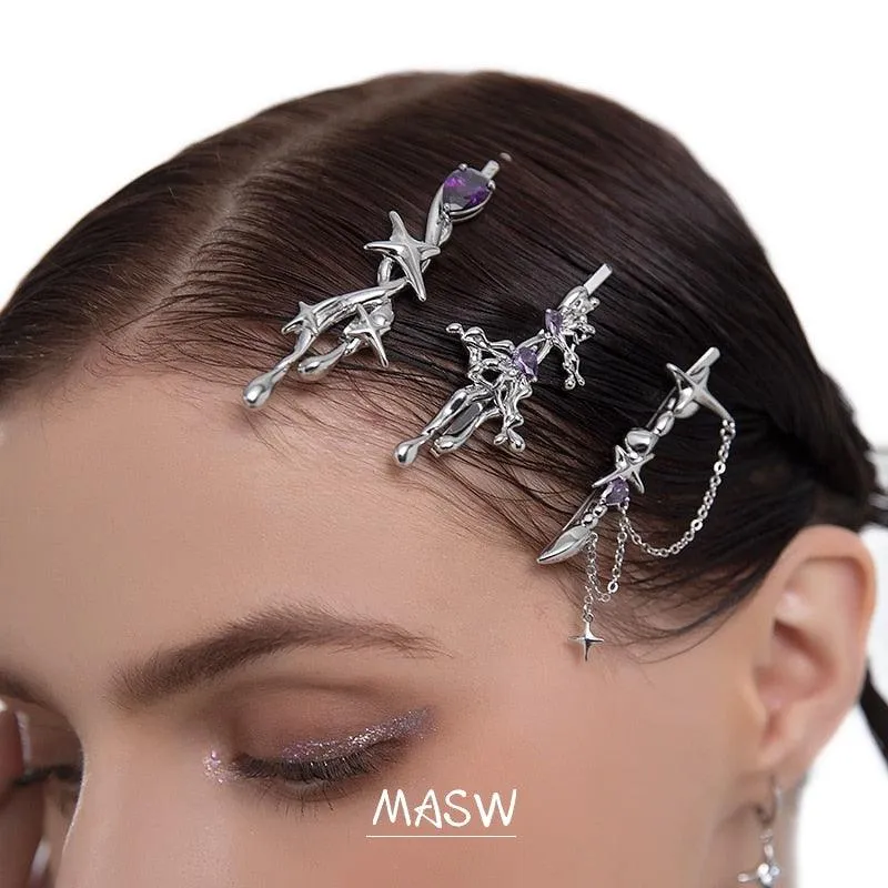 High Quality Brass Metal Hairpins Star Geometric Barrette