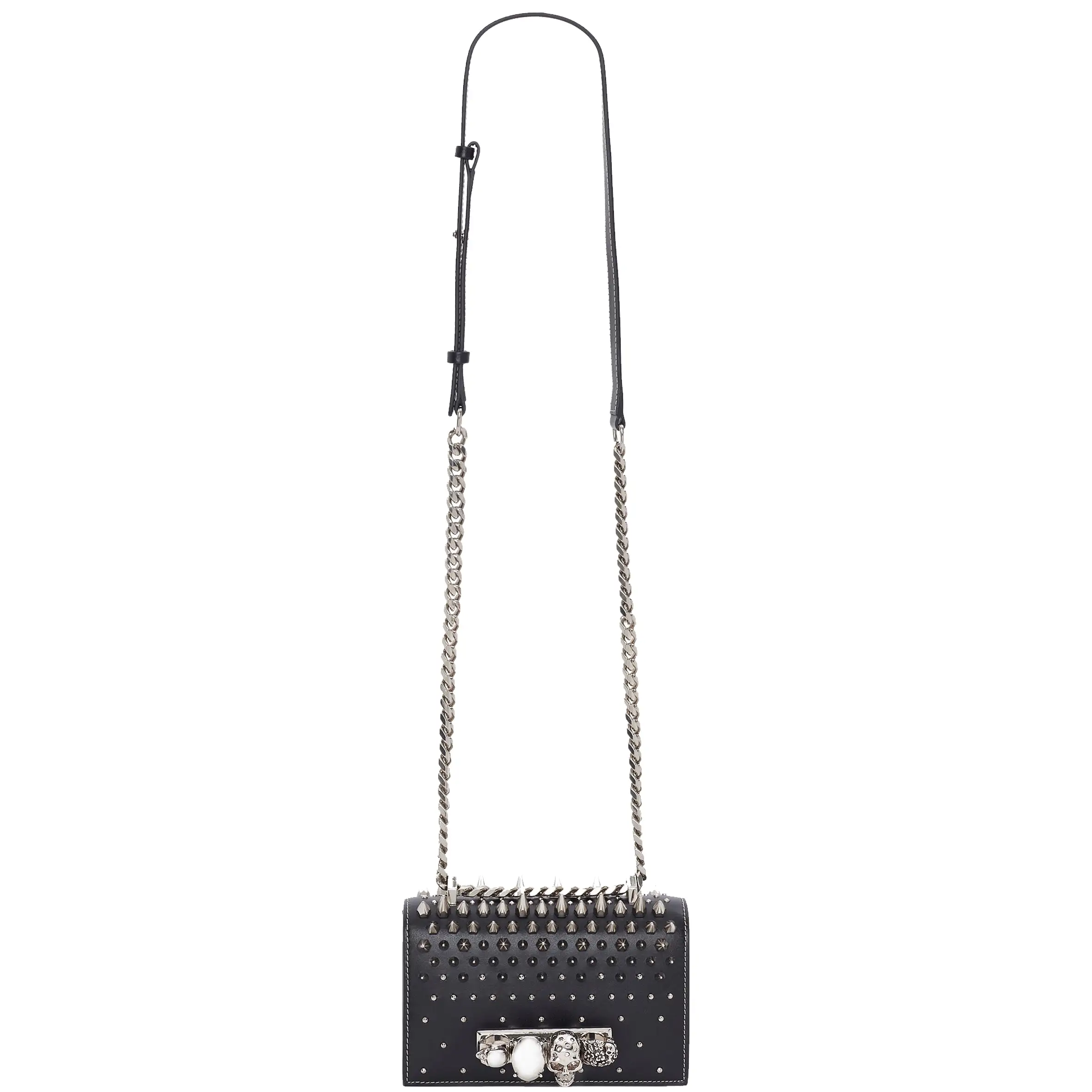 Jewelled Knuckle Satchel Mini, Black