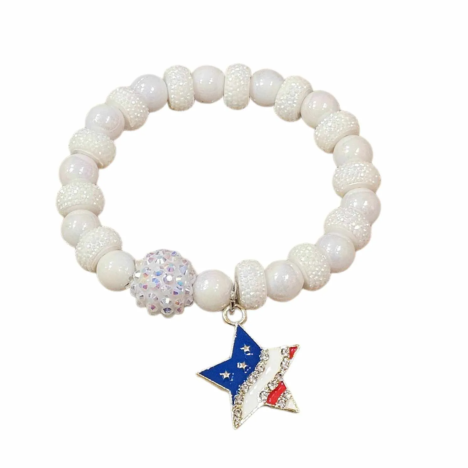 KIG White Patriotic Star Chunky Bracelet