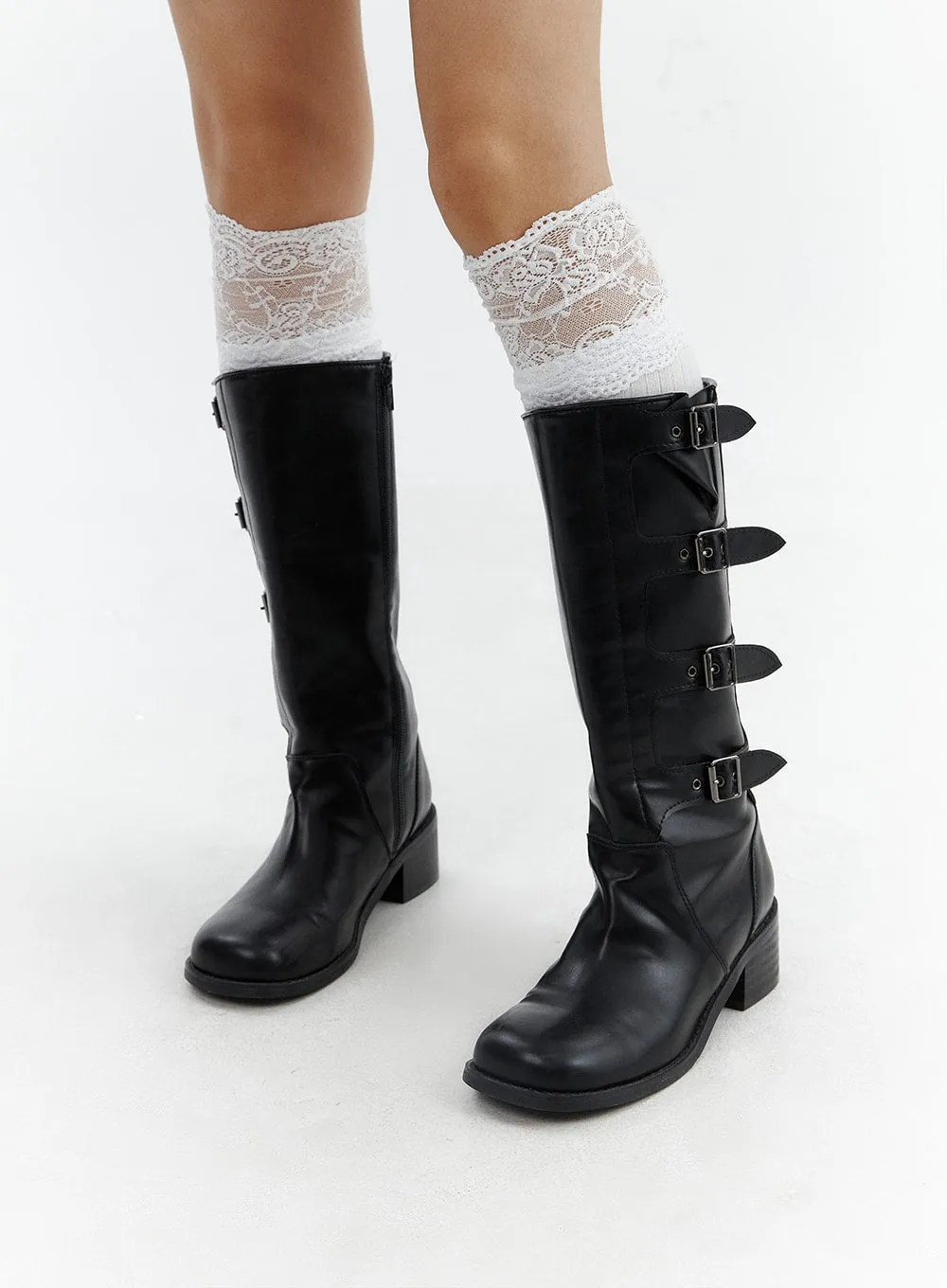 Lace Trim Over-Calf Socks CJ423