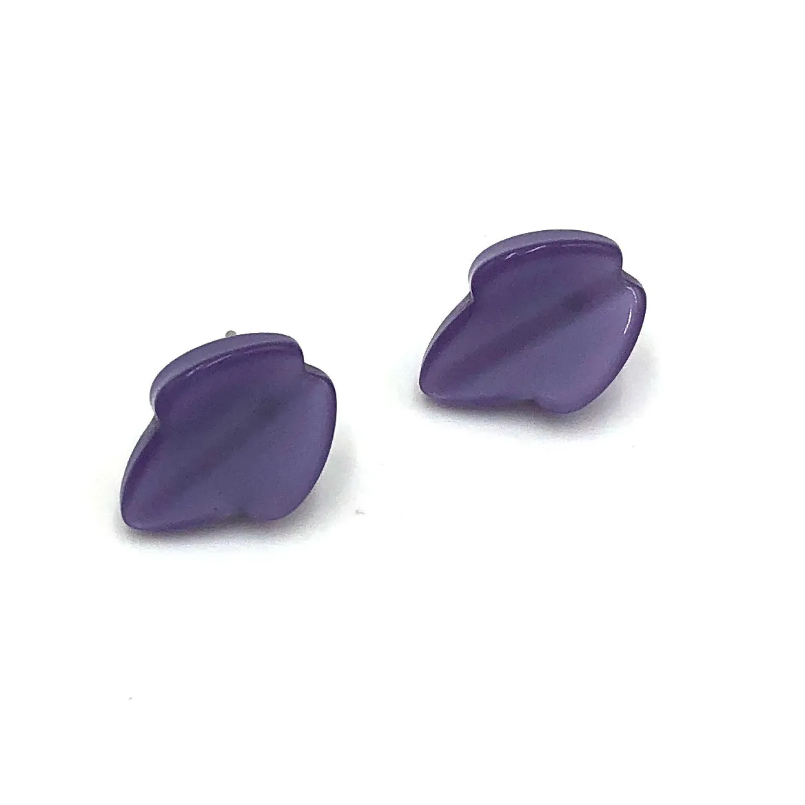 Lavender Moonglow Mini Leaf Stud Earrings