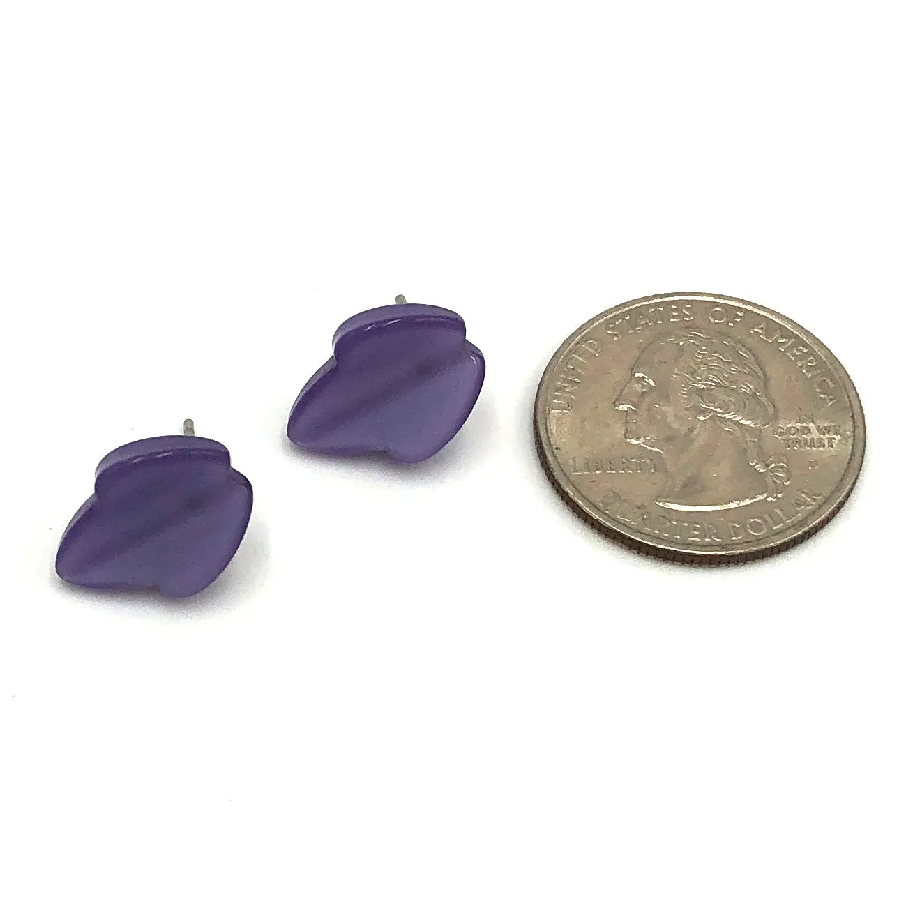 Lavender Moonglow Mini Leaf Stud Earrings