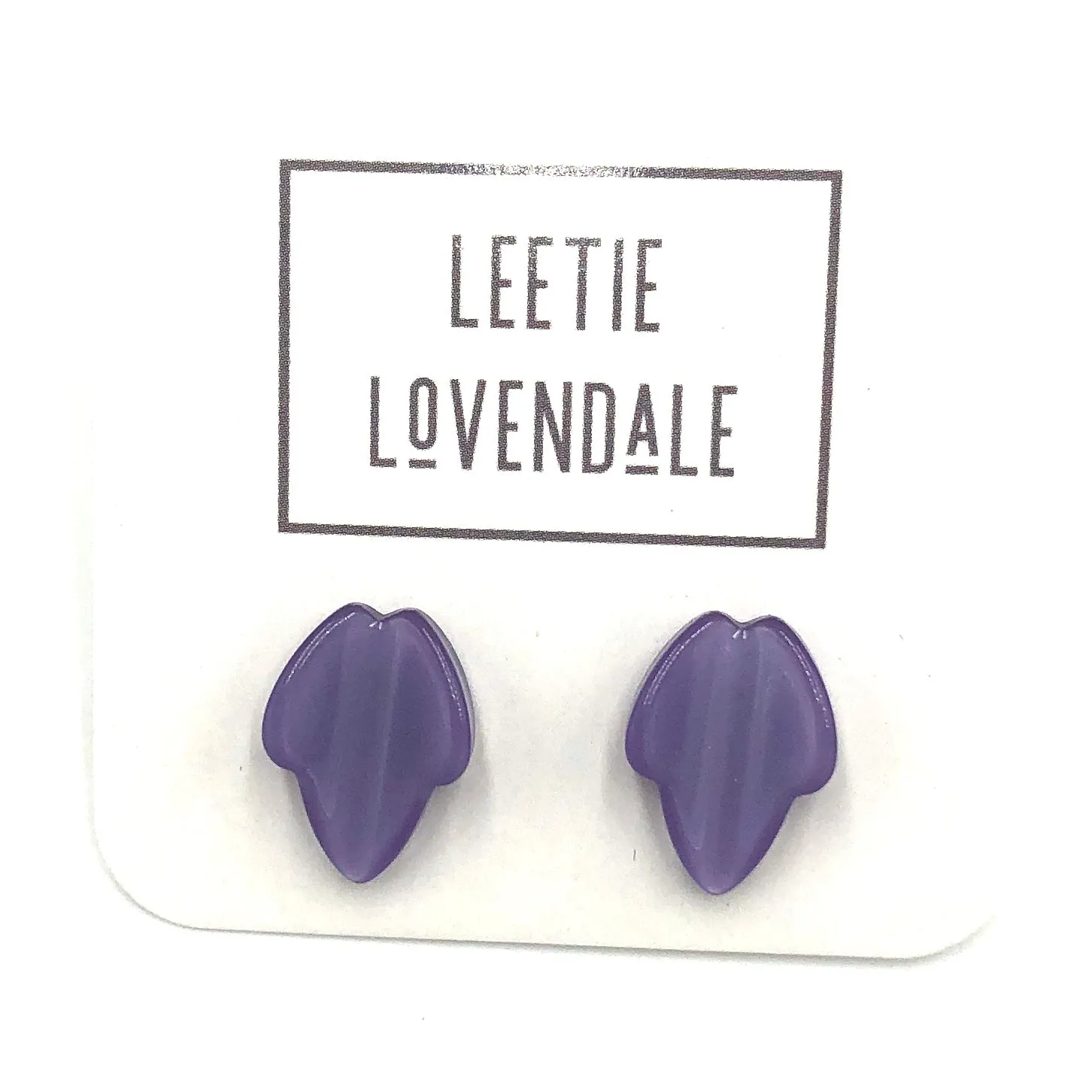 Lavender Moonglow Mini Leaf Stud Earrings