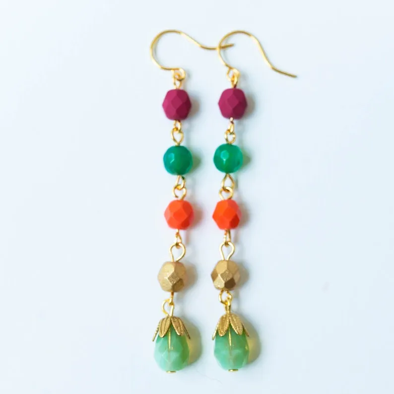 Long beaded earrings -WS