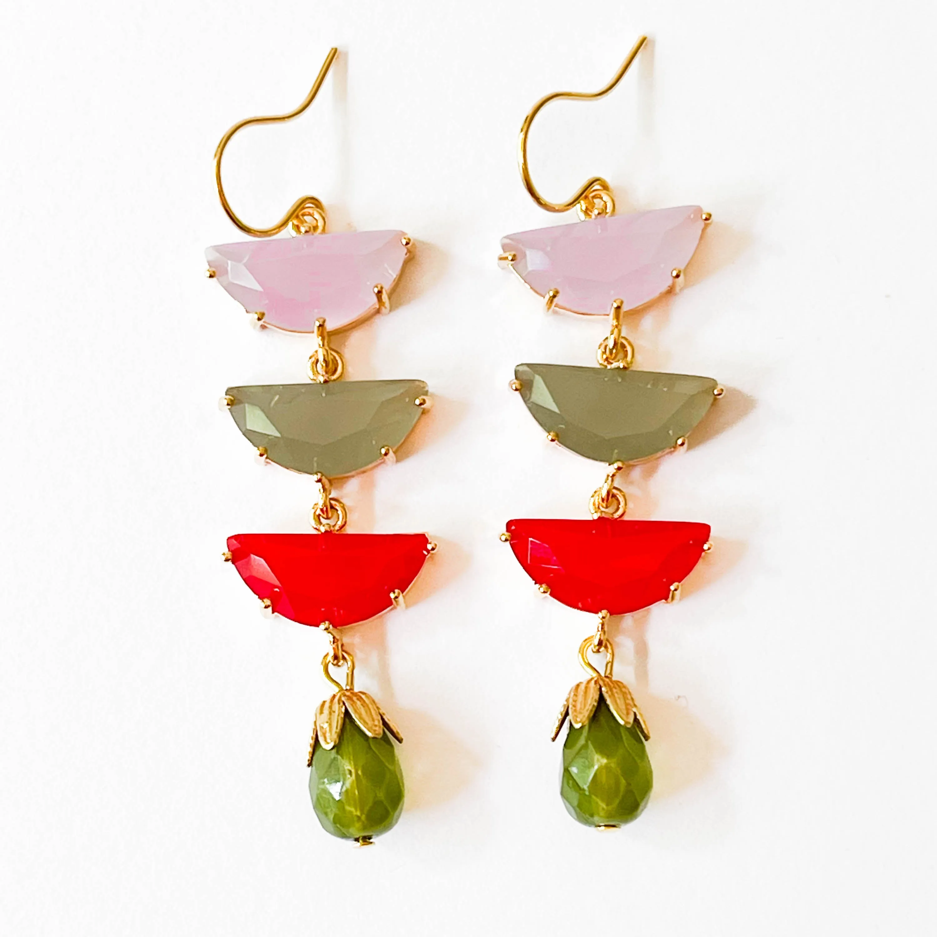 Long Colorful Half Moon Earrings