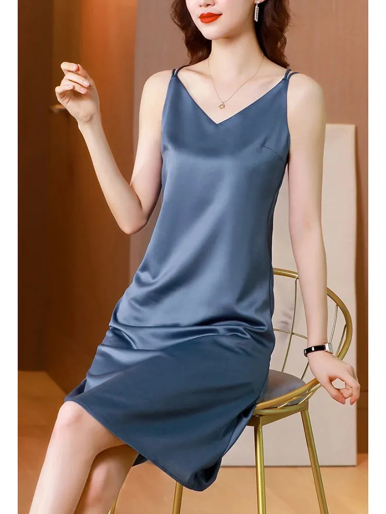 Loose Satin Sexy Slip Dress Elegant Casual Party