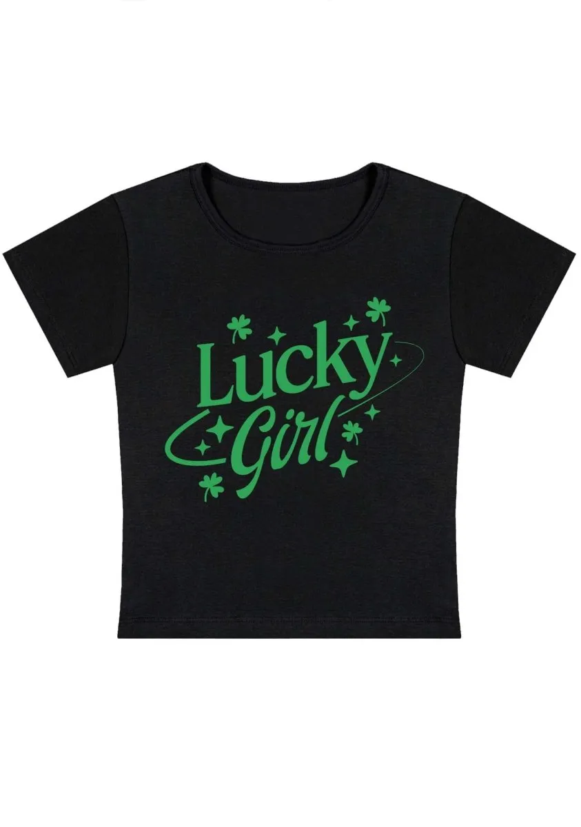 Lucky Girl Star&Clover St Patricks Y2K Baby Tee